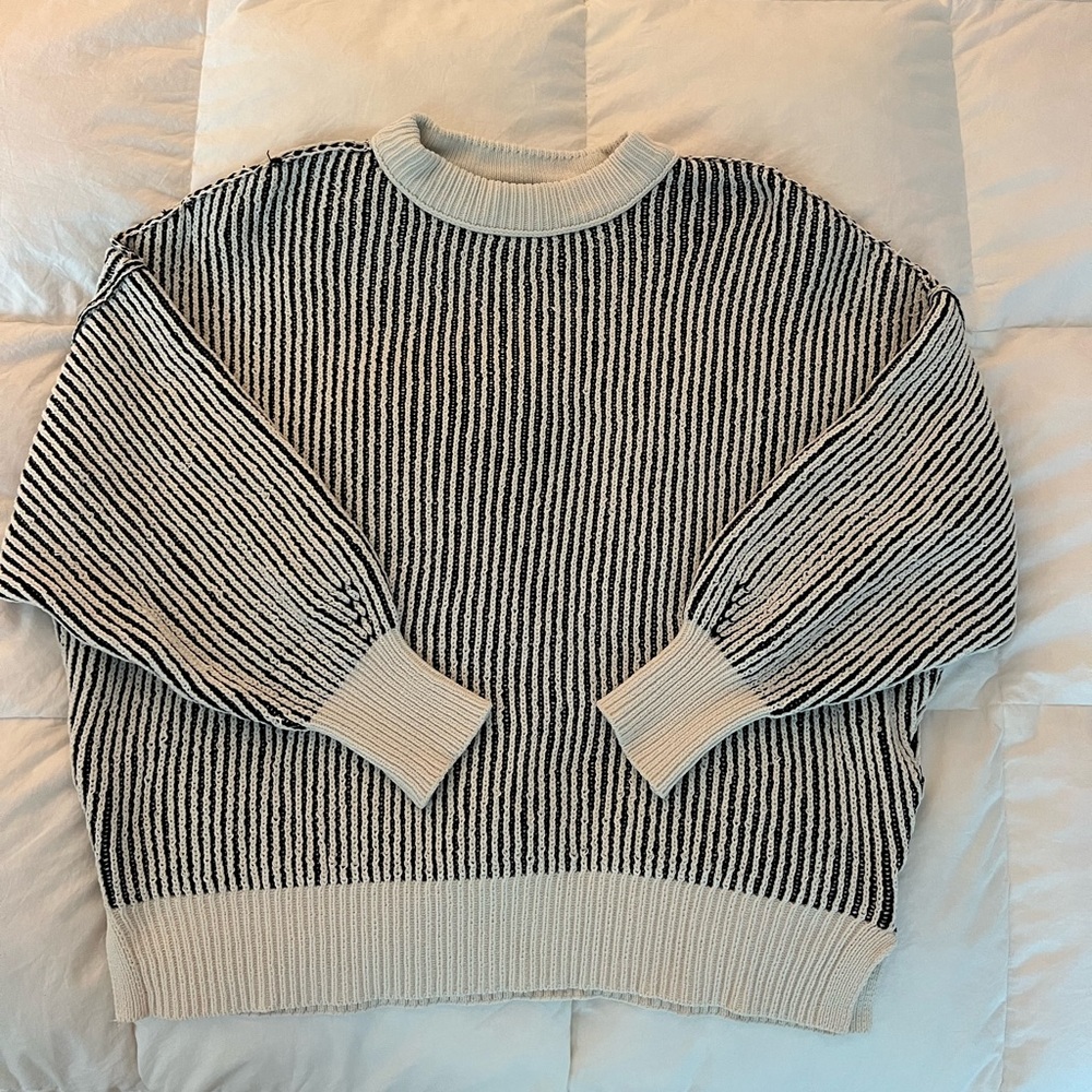 Aerie Black and White Striped Sweater